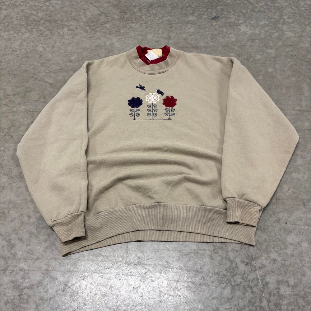 Top-stitch Women's Tan and Cream Sweatshirt